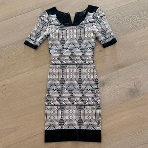 MLV Black & Tan Geometric Midi Dress